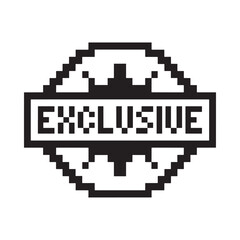 Pixelated exclusive badge emblem with retro design