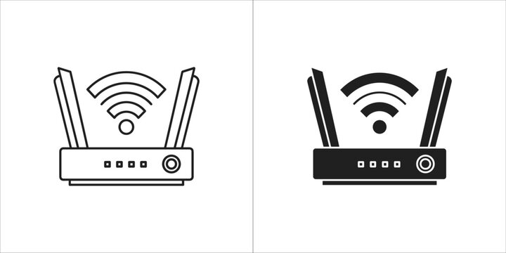 Wireless router icon in line and glyph style