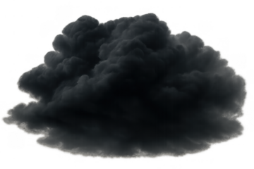 Dark ominous cloud forming, symbolizing environmental pollution, disaster, or a heavy storm on transparent background