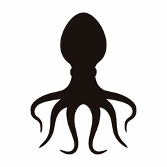 Stylized black silhouette of an octopus with bulbous head and tentacles