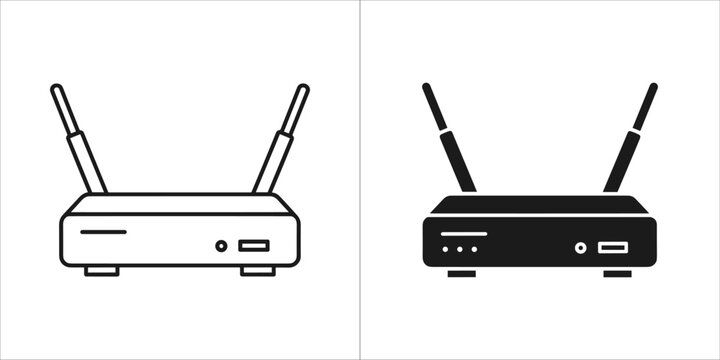 Router icon set, wireless network device for internet connection