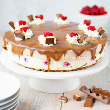Kinder Chocolate Cheesecake with Raspberries &ndash; Homemade Dessert