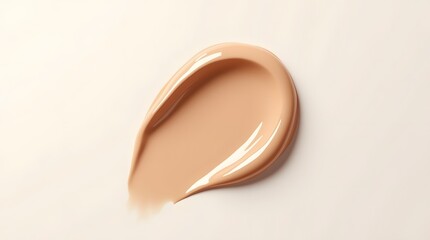 A smooth, creamy beige makeup foundation swatch on a neutral background.