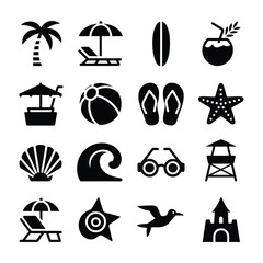 Fototapeta premium Collection of summer beach icons for your design