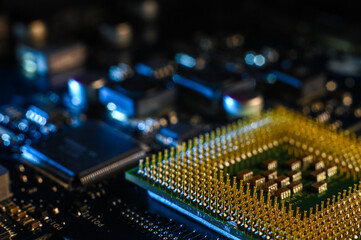 Golden CPU Pins on Motherboard