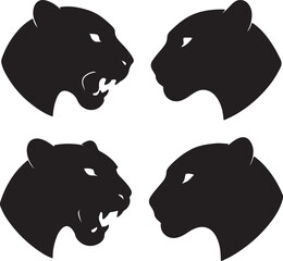 set of silhouette panther heads