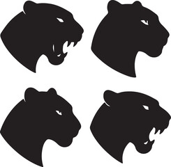 set of silhouette panther heads