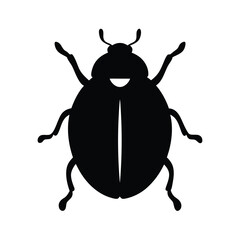 Black silhouette of a ladybug with distinctive features on white background