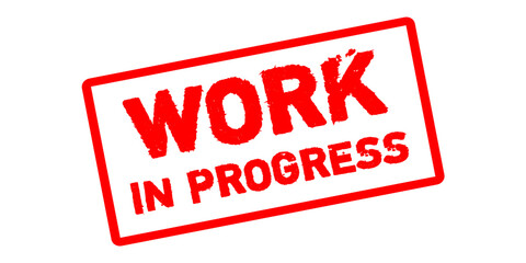 Red Work in Progress Stamp Label Vector — Bold Construction and Development Mark Design Isolated 