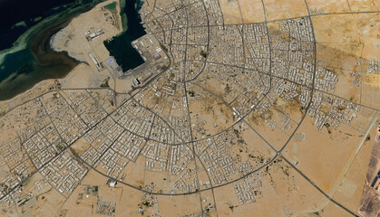 Yanbu al-Bahr in Saudi Arabia, aerial view of a drone on the Red Sea in August 2025