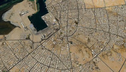 Yanbu al-Bahr in Saudi Arabia, aerial view of a drone on the Red Sea in August 2025