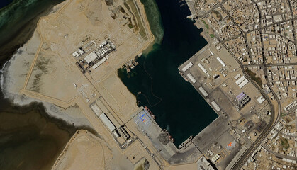 Yanbu al-Bahr in Saudi Arabia, aerial view of a drone on the Red Sea in August 2025