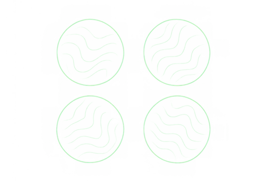 Green glowing circles abstract pattern on transparent background, minimal geometric ring overlay design