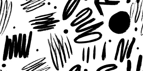 Minimalist abstract black and white pattern with dotted traces for artistic design