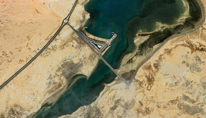 Yanbu al-Bahr in Saudi Arabia, aerial view of a drone on the Red Sea in August 2025