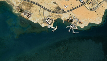 Yanbu al-Bahr in Saudi Arabia, aerial view of a drone on the Red Sea in August 2025