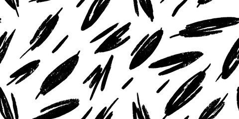 Minimalist abstract feather pattern in black and white for modern design