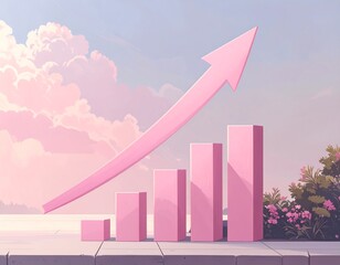 Pastel pink graph on a walkway with soft clouds