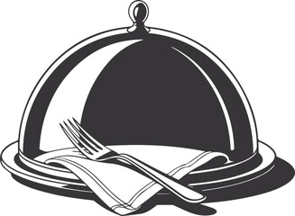 Cloche Dish and Fork Icon