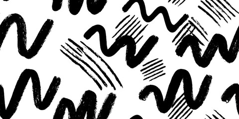 Fototapeta premium Minimalist black and white linear wave pattern for modern design