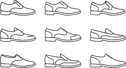 Line Art of Men's Shoes Collection