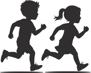 Kids Running Silhouette