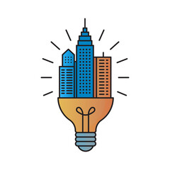 Construction Buildings in Lightbulb Idea Concept for Creative Urban Innovation and Energy Efficiency.
Flat Icon Design for Real Estate Business