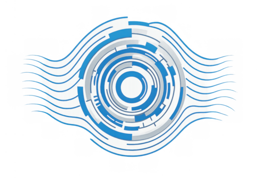 Digital eye scanner with abstract technological elements, representing security, cybernetics, and advanced data processing - Powered by Adobe