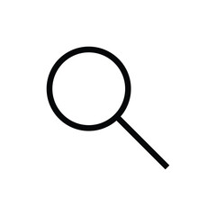 Simple outline of a magnifying glass isolated on white background, magnifying glass icon 