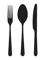 Black Fork Spoon and Knife Icon