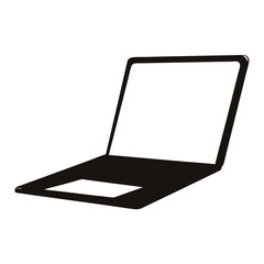Simple and Clean Black Silhouette Depiction of an Open Laptop Computer