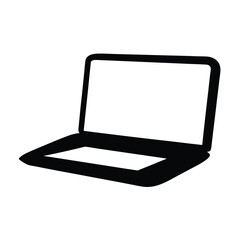 Sleek black laptop silhouette with a blank screen, ready for content