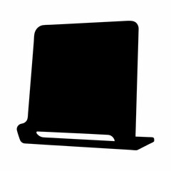 Silhouette illustration of a simple tablet or phone stand on white background
