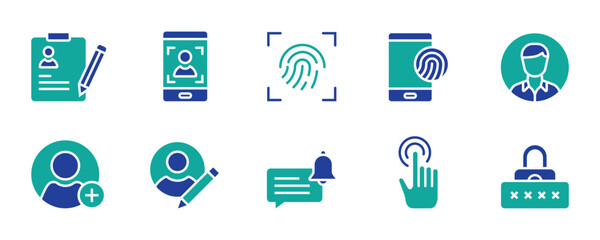 User account line editable icon set. Containing profile, login, avatar, connect, password, username, add friend and more. Editable stroke. Vector illustration