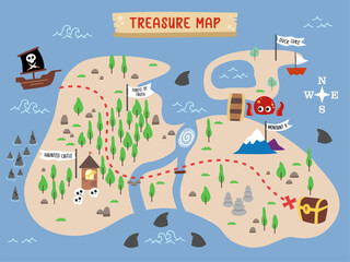 Pirate Treasure Map Template for Kids Game Idea