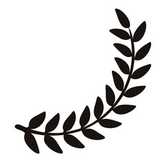 Stylized Black and White Olive Branch, Representing Peace and Victory