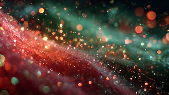 A vibrant, abstract depiction of cosmic dust and nebulae, with glowing particles and swirling colors. - Powered by Adobe