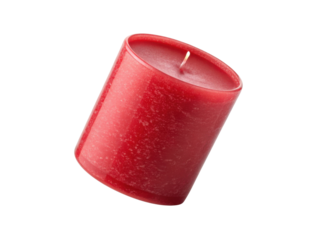 Single red wax candle isolated object for decoration. Symbol of romance, love, and passion, creating warm and intimate ambiance