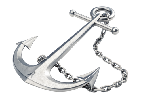 ship anchor steel isolated on a transparent background.