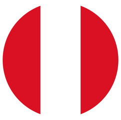 Round civil flag of Peru isolated in circle shape.