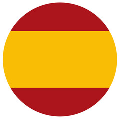 Circle Spanish national flag. Flag of Spain isolated in round shape.