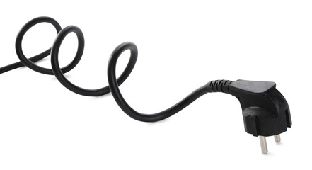 One electrical wire with plug isolated on white