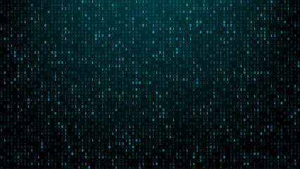 Digital screen displaying binary code with zero and one digits. Abstract virtual data stream for technology background. Futuristic hud interface texture.