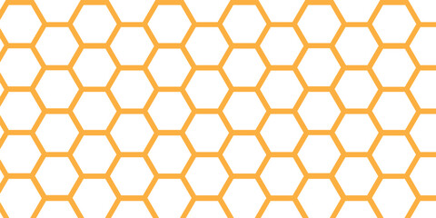 Honeycomb pattern with hexagon mesh. Texture bee comb grid. Net seamless pattern. Line vector illustration isolated on white background.