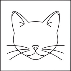 Stylized black and white cat face illustration