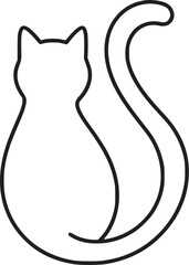 Minimalist black and white cat silhouette icon for graphic design