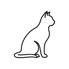 Simple black and white sitting cat graphic