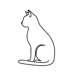 Simple black and white silhouette of a sitting cat