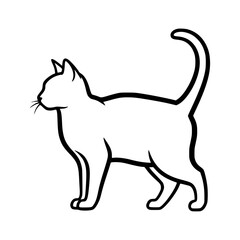 Minimalist black and white cat illustration with clean lines