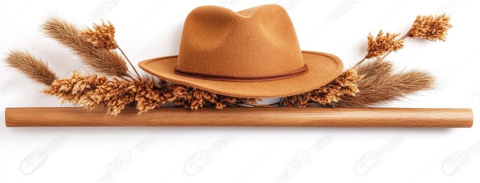 Stylish wooden coat rack adorned with natural decor elements, enhancing hallway aesthetics in a modern home design - Powered by Adobe